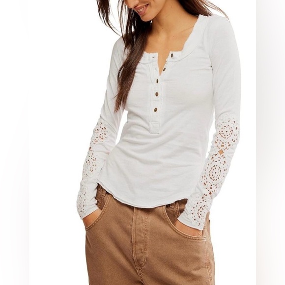New Free People Our Song Henley Lace
Cuff in Ivory - Picture 1 of 13